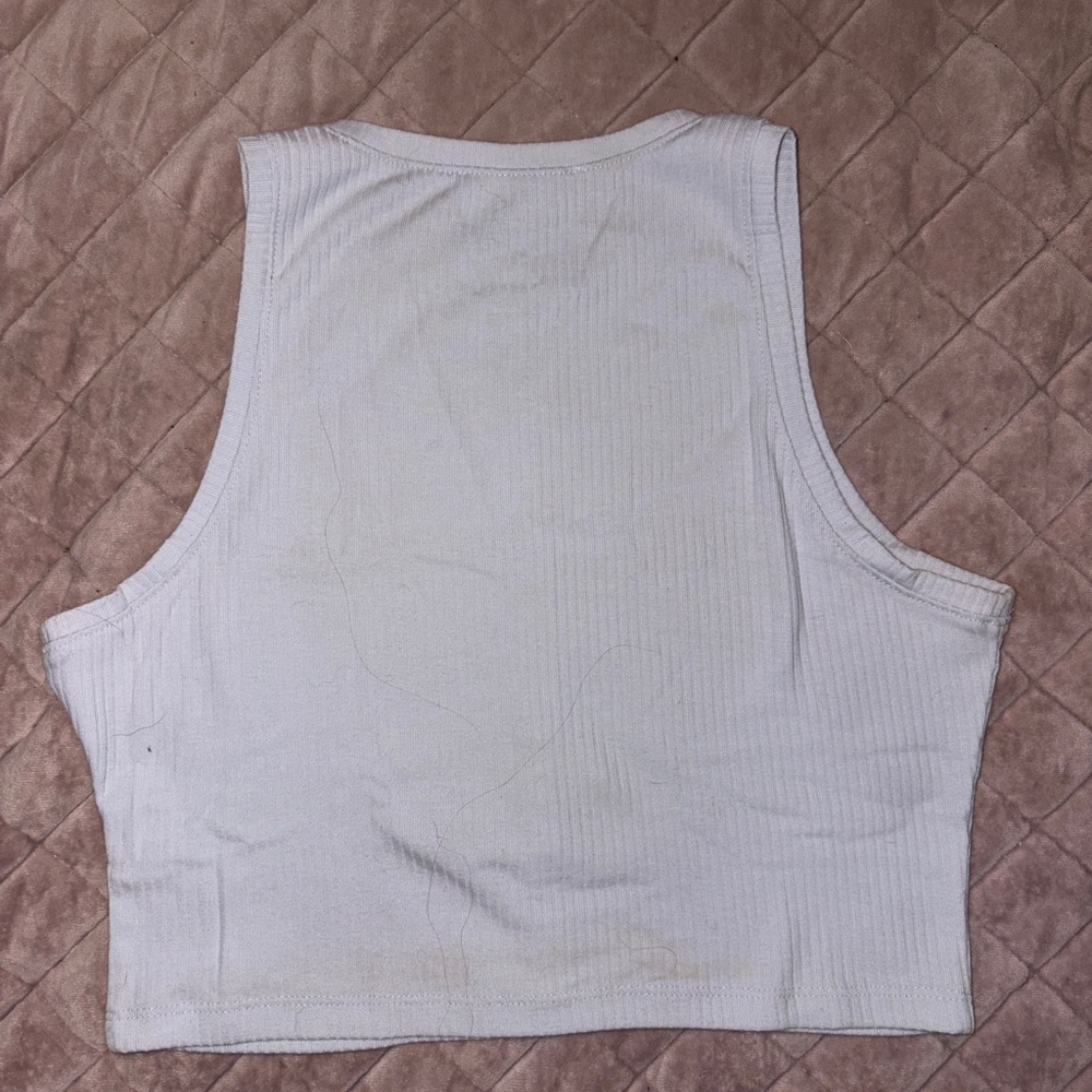 Sleeveless Button-Up Ribbed Top - Light blue - Picture 4 of 6